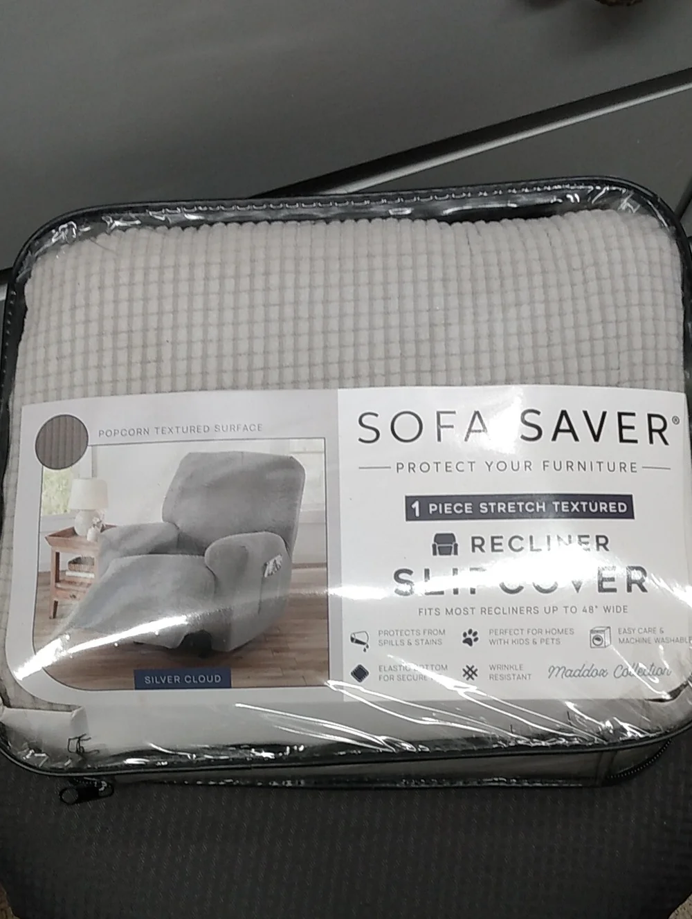 Sofa Saver Recliner Slipcover in Silver Cloud